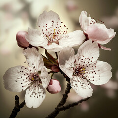  Close-up of cherry blossoms with soft light background