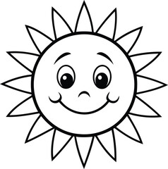 Cute Smiling Sun vector illustration, Smiling Sun line art vector, Smiling Sun vector icon design, Smiling Sun logo