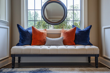 Cozy lounge area with a low-profile bench and soft, ambient lighting for relaxation