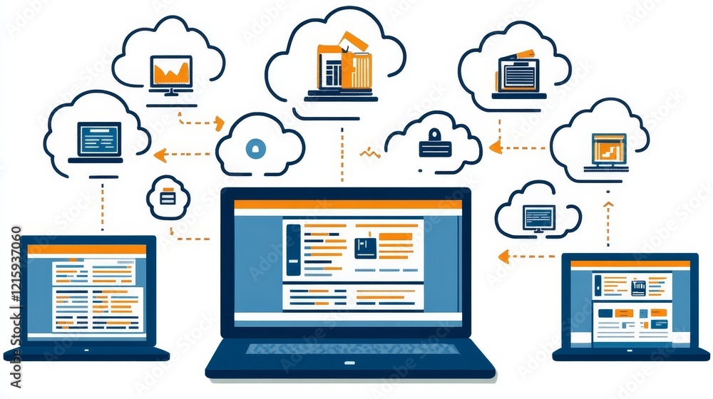 Poster cloud-based supply chain management system connecting multiple devices