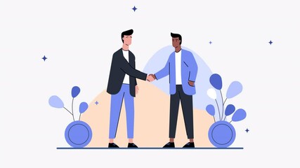 Hand Shake Explainer Motion Graphics Pack is a set of animated cartoon-style scenes of people shaking hands. Full HD resolution with alpha channel.
