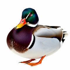 Obraz premium A Colorful duck isolated on the white background