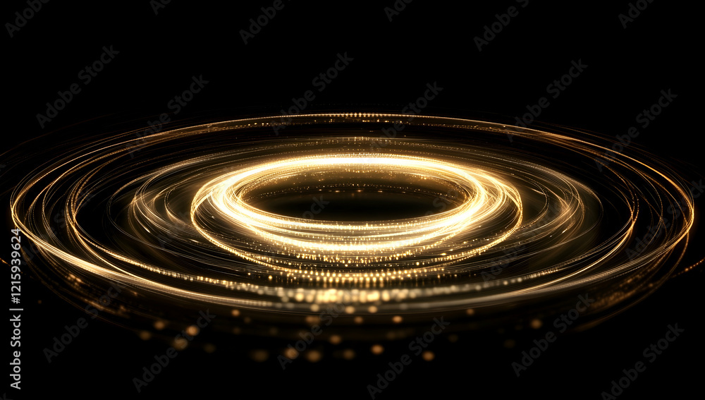 Poster a glowing light trail of golden bokeh particles, creating an elegant and luxurious abstract backgrou