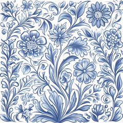 Blue Floral Illustration Background