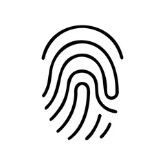 Black Fingerprint Outline Vector Illustration Isolated on Transparent Background