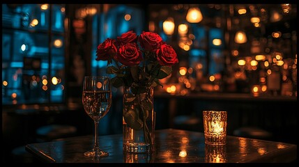 Romantic Night: Roses, Wine, and Candlelight