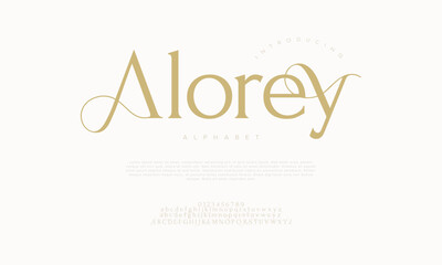 Alorey typography beauty fashion elegant minimalist serif italic fonts decorative wedding vintage retro logos. Minimal luxury font alphabet logo. Vector illustration
