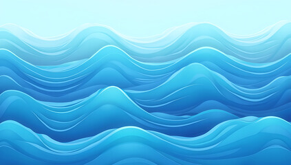 Fototapeta premium A flat ocean wave frame with repeating rolling wave patterns in shades of blue and teal, creating a seamless 2D looping animation.
