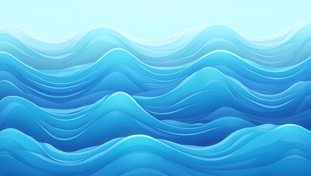 A flat ocean wave frame with repeating rolling wave patterns in shades of blue and teal, creating a seamless 2D looping animation.