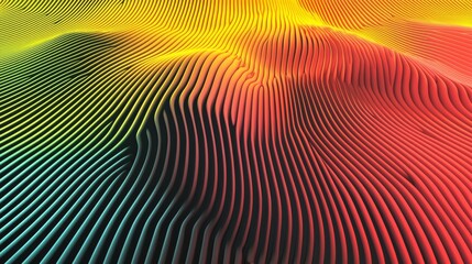 Abstract Colorful Wavy Lines Gradient Texture Background 3D Render Design Element