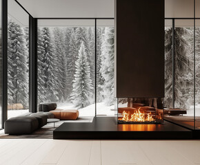 Modern Minimalist Living Room Featuring a Sleek Design and Clean Aesthetic