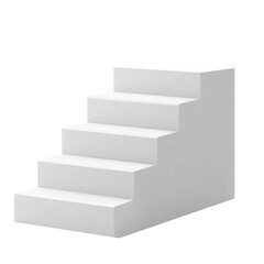 A minimalist white staircase with five steps, designed for aesthetic or functional purposes.