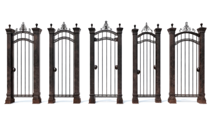 Pearly Gates Collection of Wrought Iron Gates Design Generative AI