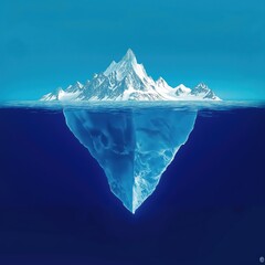 Obraz premium iceberg with the bottom half submerged in water and the top part above it is a snow-covered mountain