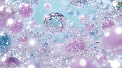 Sparkling Bubbles Floating in Ethereal Liquid