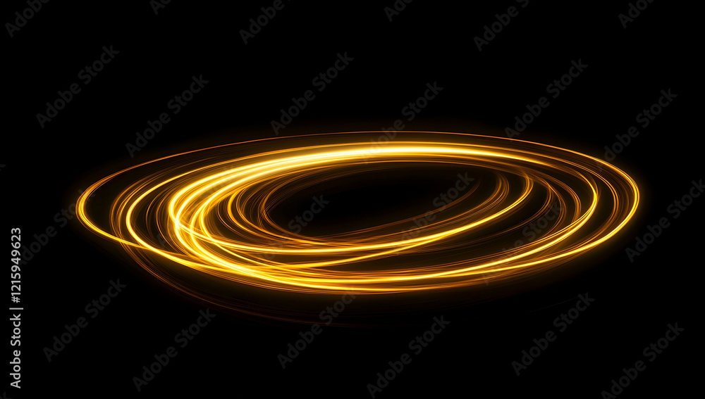 Poster a glowing light trail of golden bokeh particles, creating an elegant and luxurious abstract backgrou