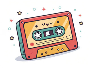 Obraz premium tape. cassette, tape, audio, music, retro, isolated, old, sound, record, vintage, stereo, object, white, magnetic, plastic, obsolete, recorder, recording, media, vector, black, play, blank, casette, d