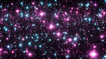 Sparkling Glittering Pink Blue Starry Night Galaxy