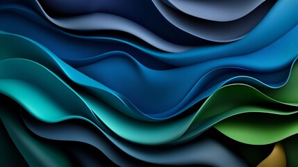 Fototapeta premium Abstract Blue and Green Wave Forms: A Digital Art Piece
