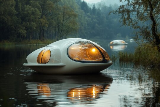 Modern Design Hovercrafts in the Wetlands: A Fusion of Innovation and Nature's Serenity