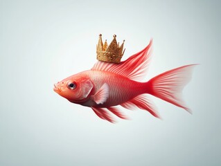 Obraz premium Royal goldfish adventure underwater realm digital art fantasy environment vibrant viewpoint aquatic majesty