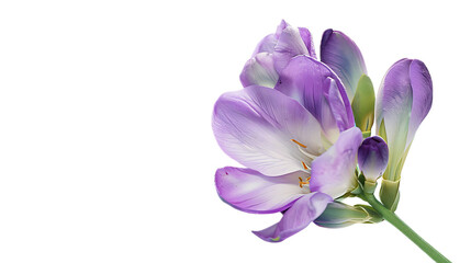 Fototapeta premium A rich purple freesia flower against a transparent background.
