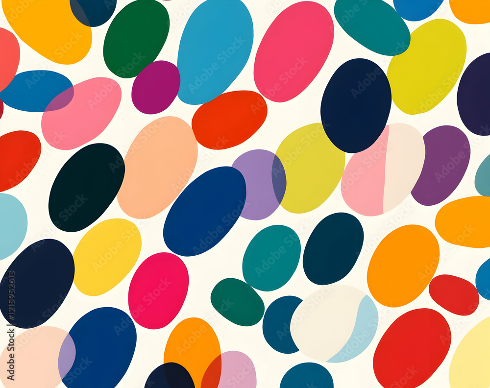 Poster a vector illustration with a rainbow-colored background featuring large dots arranged
