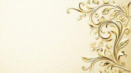 Elegant Gold Filigree Floral Design On Cream Background