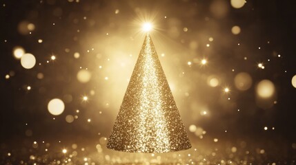 Sparkling Golden Glitter Christmas Tree Design