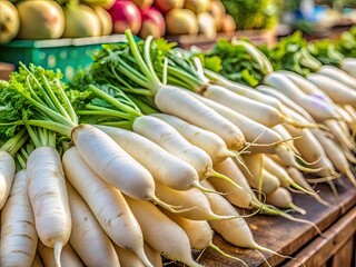 Daikon Radishes: City Market's vibrant, fresh vegetarian bounty.