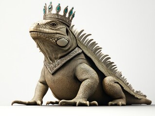 Obraz premium Majestic reptile king fantasy realm digital art whimsical setting close-up view royalty concept