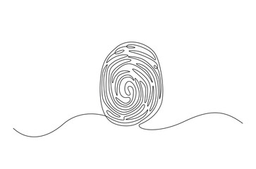 Fingerprint in continuous one line design. Personal identification biometric scan symbol on white background.