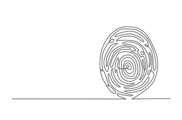 Fingerprint in continuous one line design. Personal identification biometric scan symbol on white background.