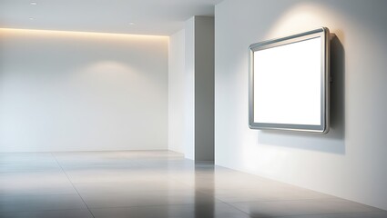 Fototapeta premium Empty white office interior with empty billboard on wall