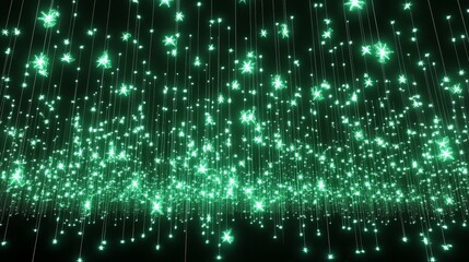 Obraz premium Sparkling Green Starry Lights Cascading Downward