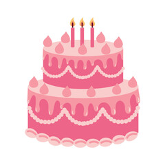 Candle decorated pink cake