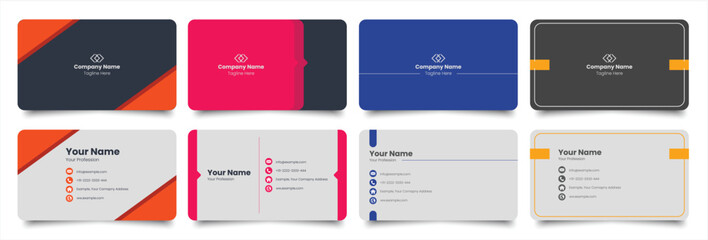 Set of Double-sided creative business card template. Business Card Mockup. template, Clean professional business card template, visiting card template. Collection of business card designs. Editable