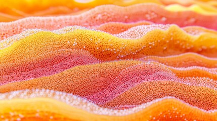 Abstract Orange and Red Textured Wavy Surface with Bubbles Macro Close up