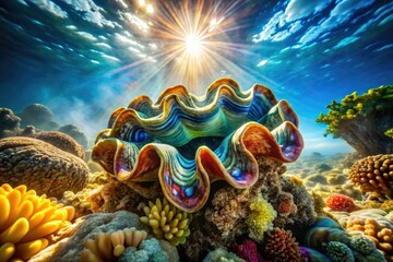 Giant clam's mesmerizing underwater bokeh.