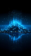 Digital technology blue data points and islands poster background