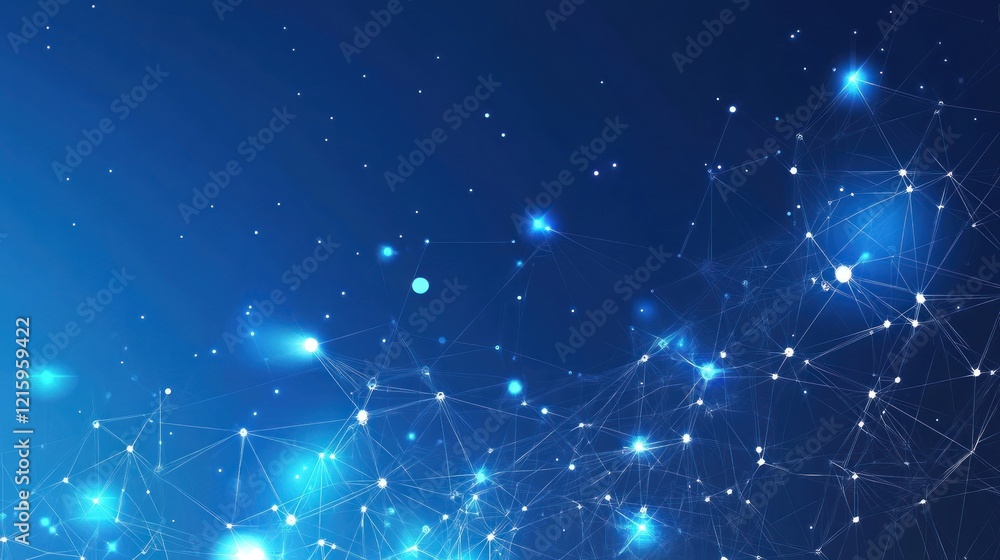 Poster blue network glowing nodes abstract digital connection background