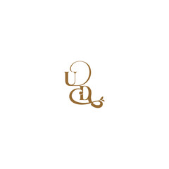 Obraz premium initial leaf line UD monogram wedding concept letter modern organic logo