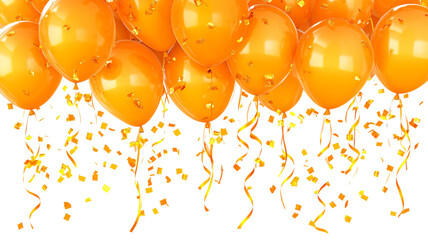 A collection of orange balloons with confetti, perfect for celebrations and festive occasions.