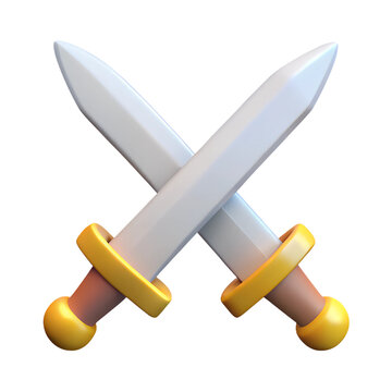 3d sword icon. Isolated on white background. 3d combat, competition, sport and game concept. Cartoon minimal style