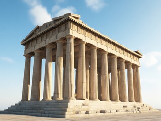Fototapeta premium Exploring ancient greek architecture the parthenon athens historical landmark sunny environment front view cultural heritage