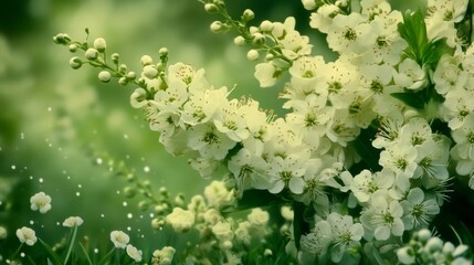 Springtime Blossoms Delicate White Flowers in Bloom
