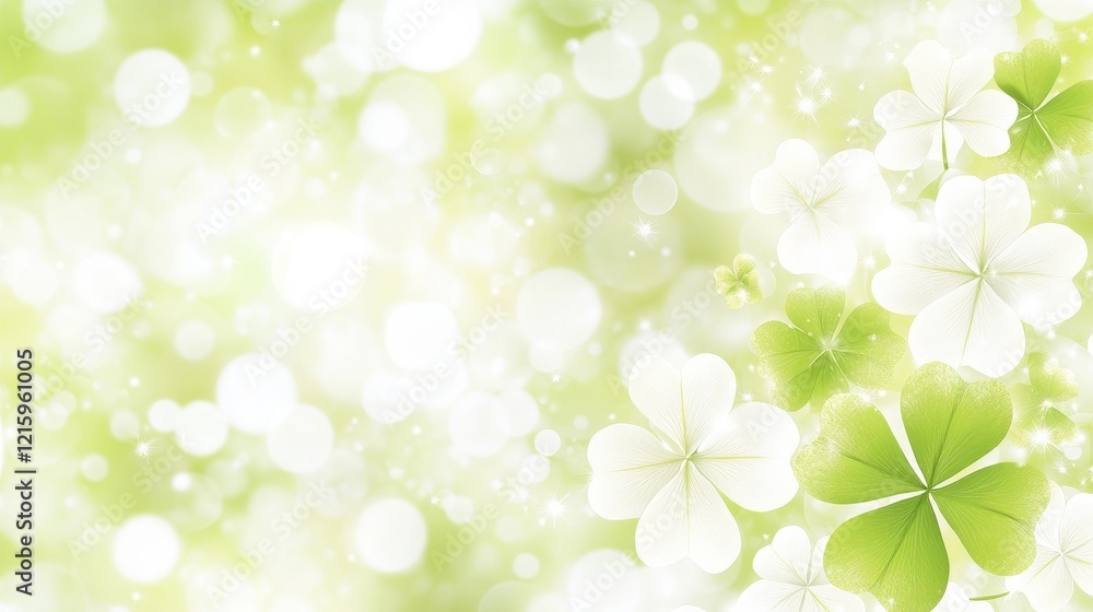 Poster springtime clover meadow bokeh background design