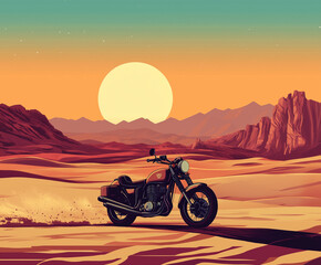 Scenic Motorbike Ride Through a Desert Landscape for Adventure Enthusiasts