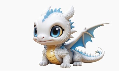 baby white dragon on white background