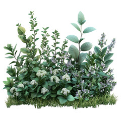 Obraz premium Floral and leafy coppice with texture isolated on white background 